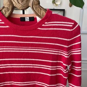 Saks Fifth Avenue 100% Cashmere Tulip Pink Stripe Sweater S M